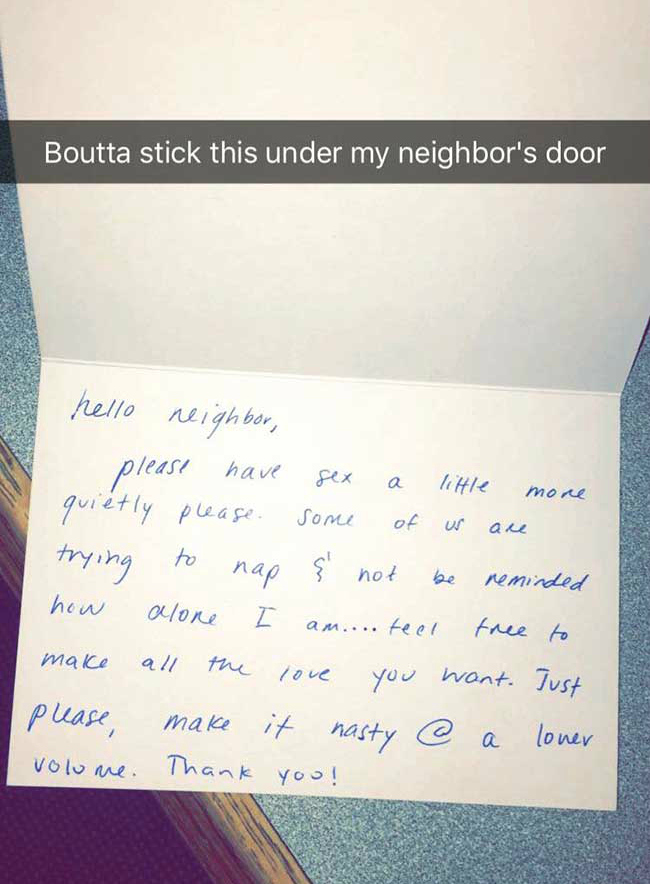 Envió Una Carta A Sus Vecinos Por Hacer Mucho Ruido En La
