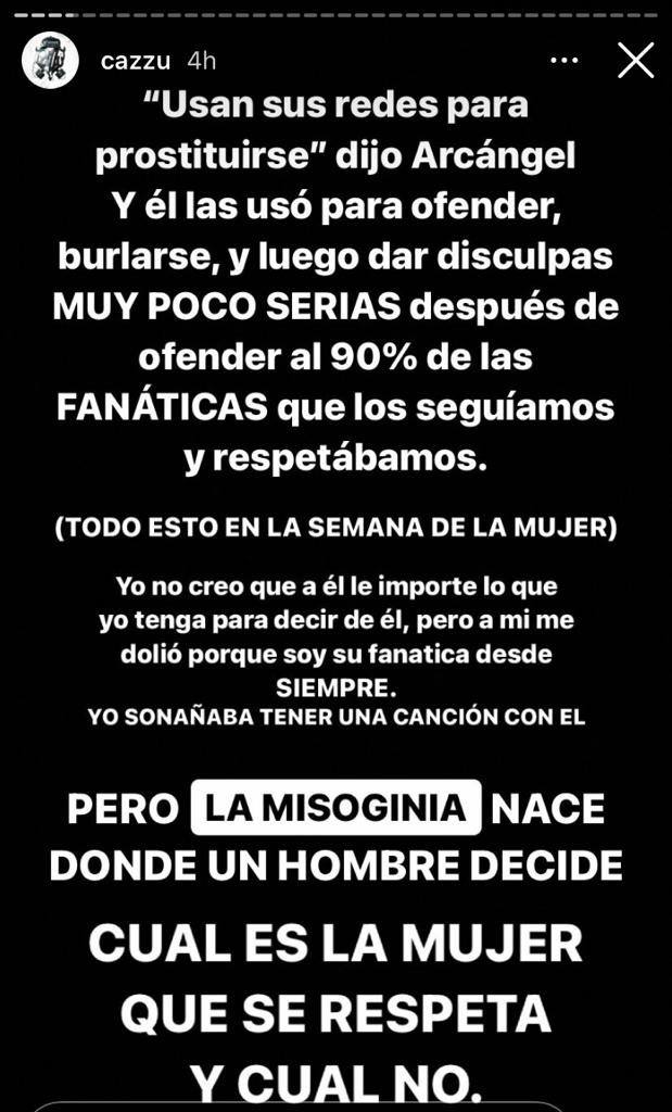 Comentario Cazzu. (Fuente: @cazzu)