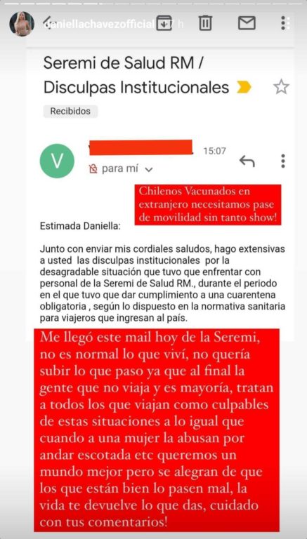 Daniella Chávez disculpas