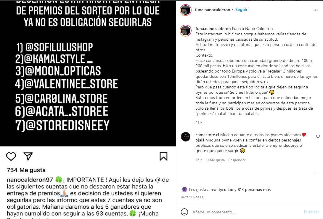 Captura Instagram Funa Nano Calderon