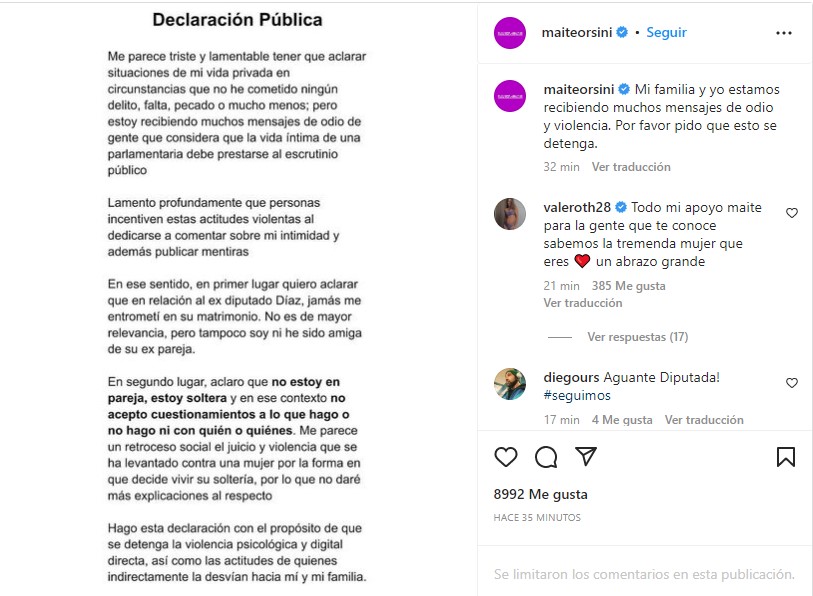 Instagram Maite Orsini