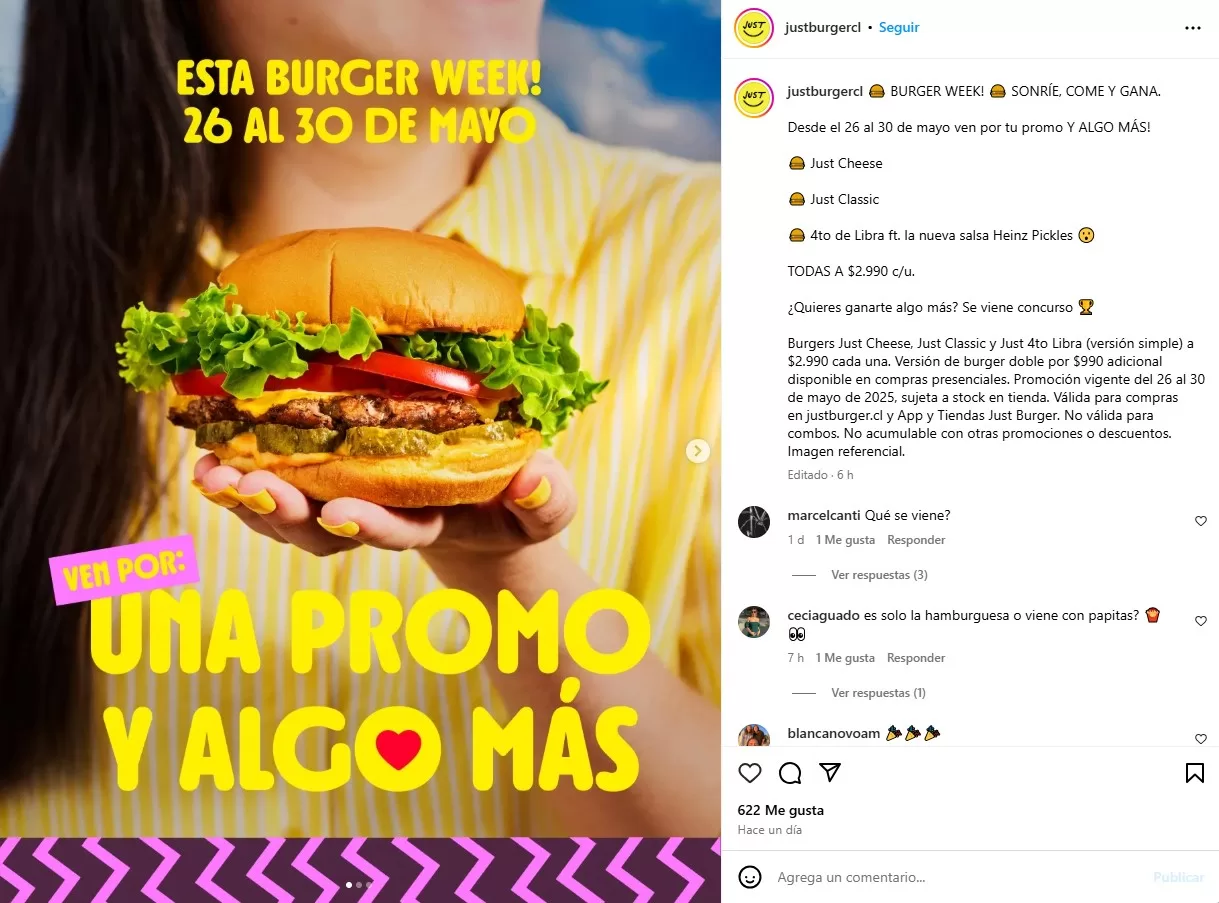 Instagram @justburgercl
