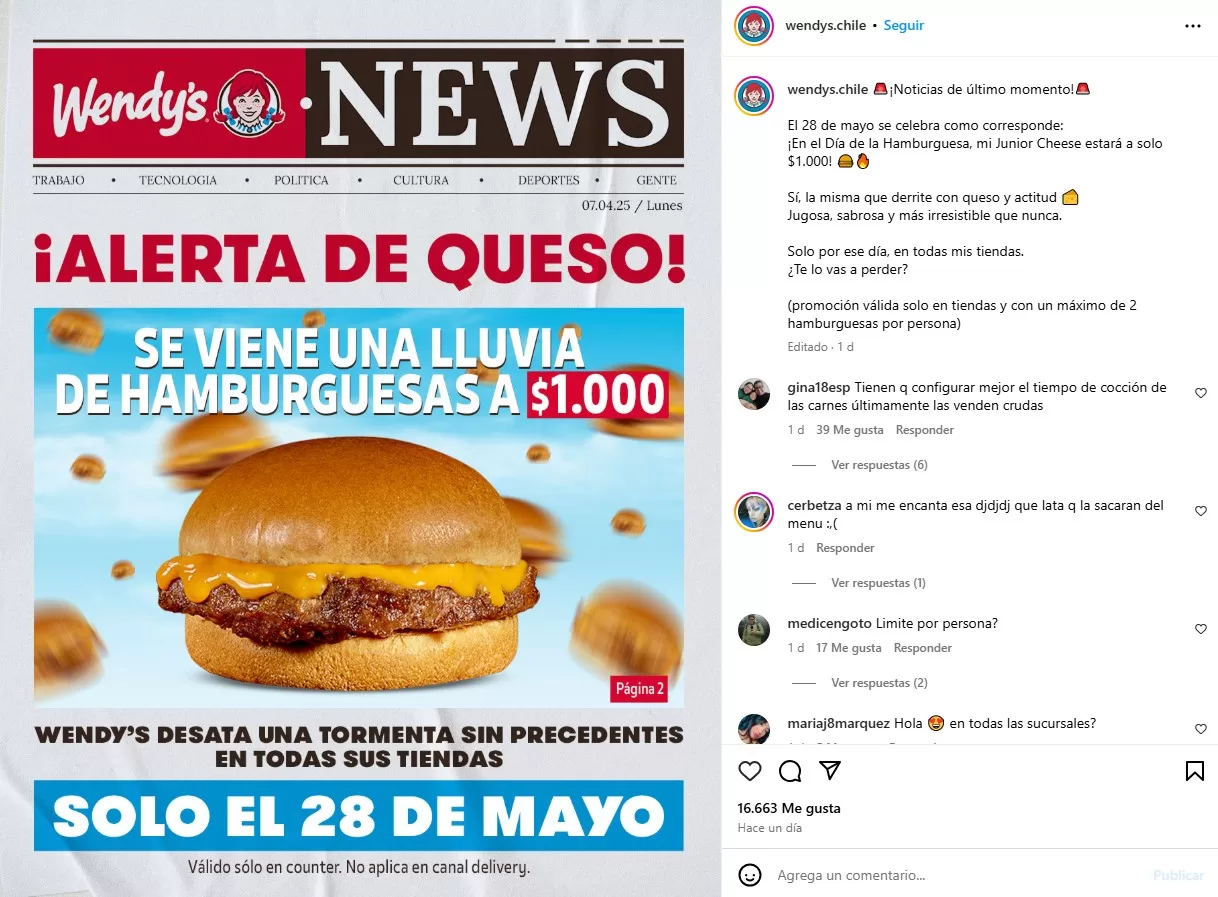 Instagram @wendys.chile