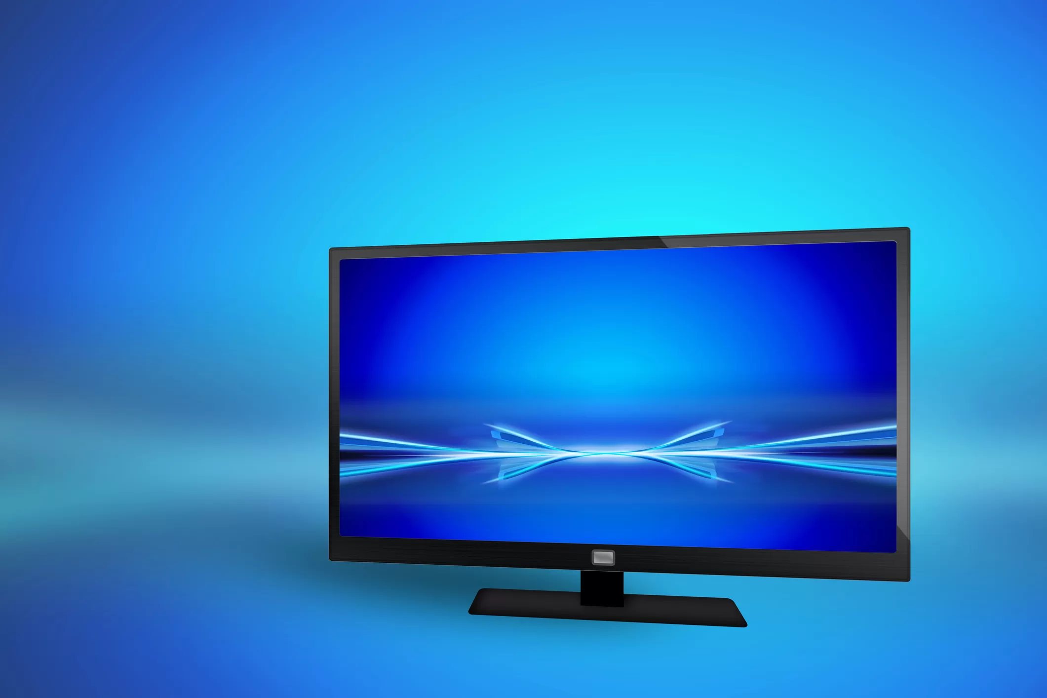 Monitor In Blue Background