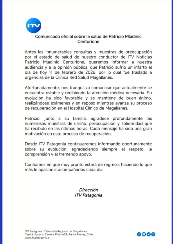 Comunicado Sobre Patricio Mladinic