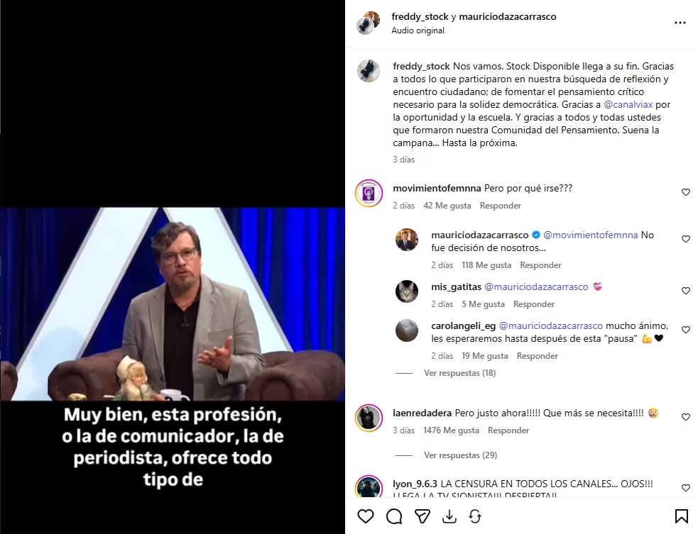 Programa de Freddy Stock llega a su fin