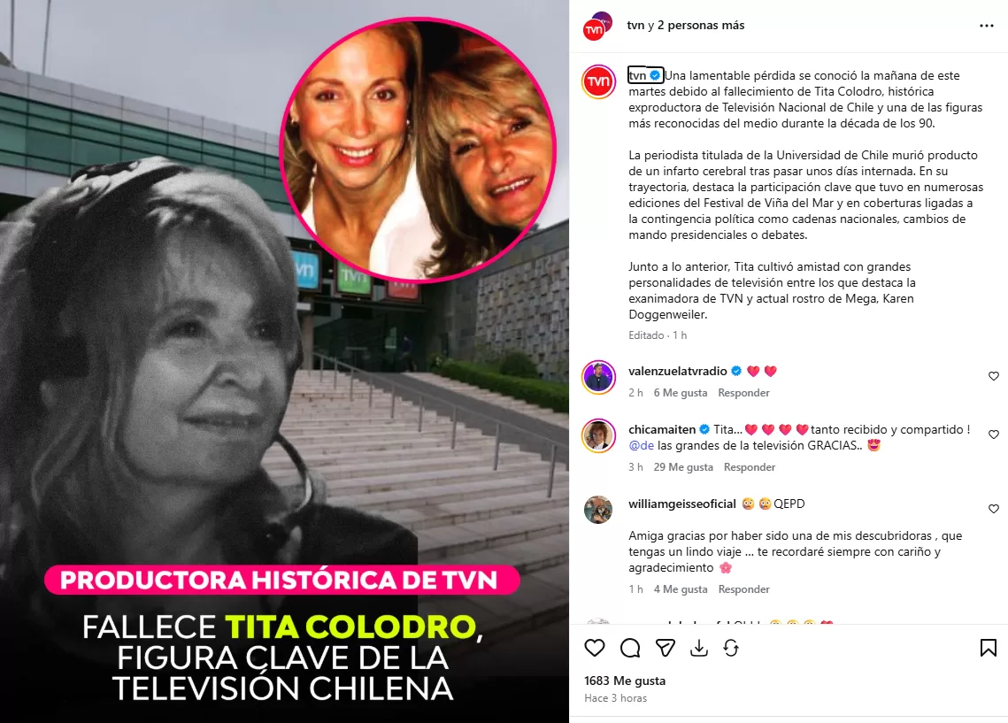 Muere Tita Colodro, TVN