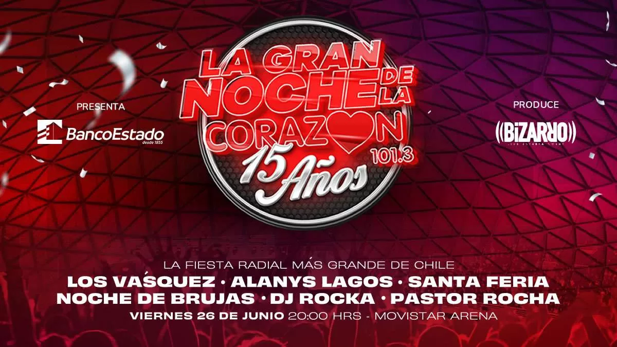 La Gran Noche de la Corazón 2026: a qué hora parte la preventa BancoEstado y cuántas entradas puedo comprar