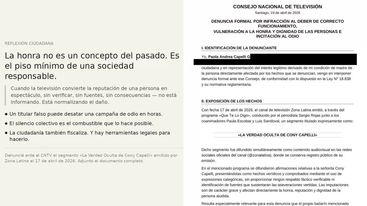 Denuncia A Cntv De Paola Capelli