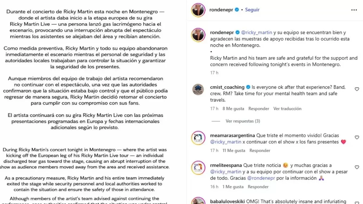 Comunicado De Ricky Martin
